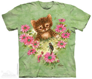 Camiseta Adulto Gatito y Flores